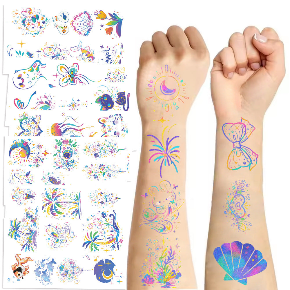 Wholesale  10pcs/pack new cartoon ins color lines tattoo stickers waterproof party gifts funny fun stickers